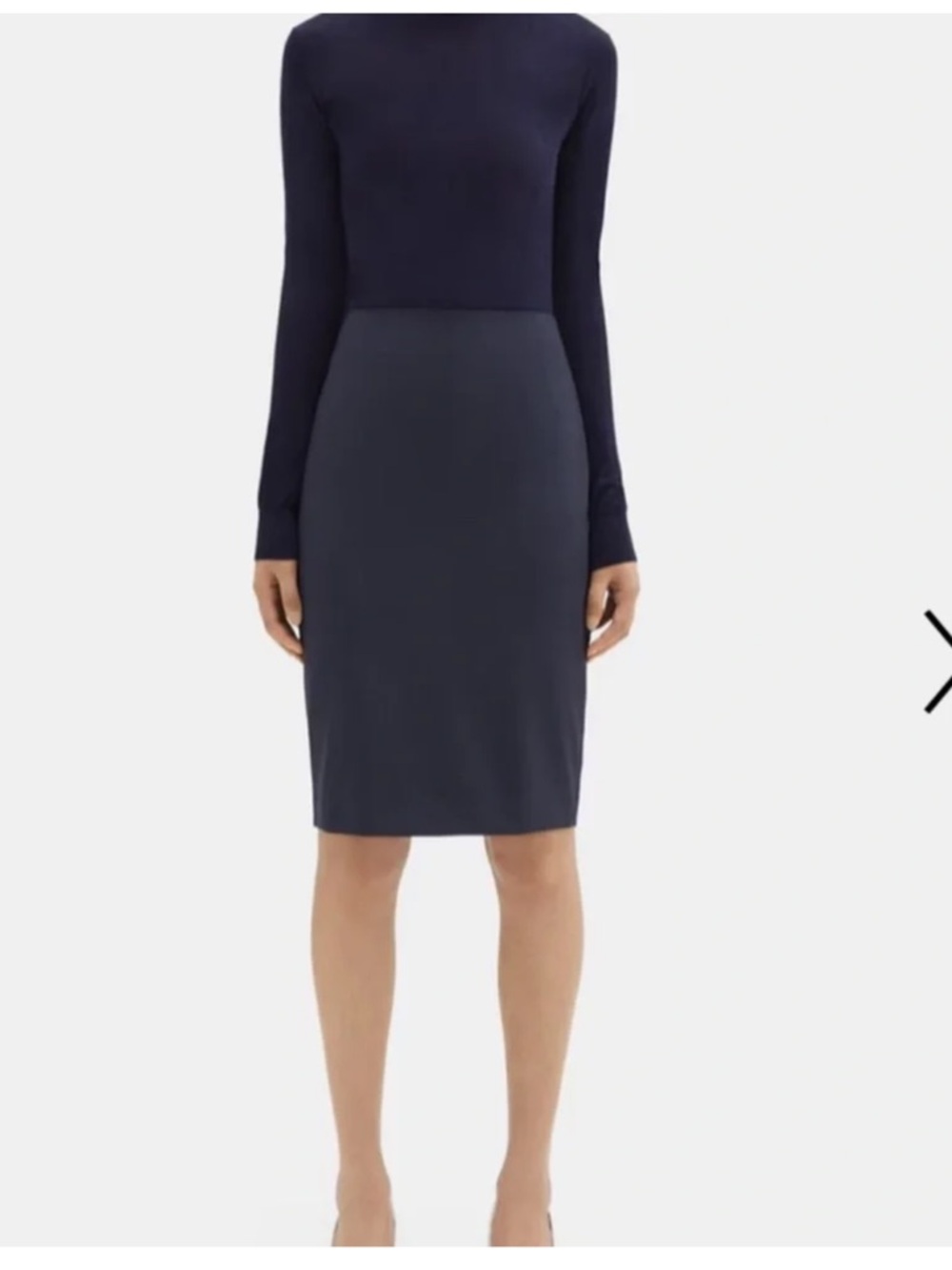 Theory Joanie Tailored Pencil Skirt in Navy Sevona
